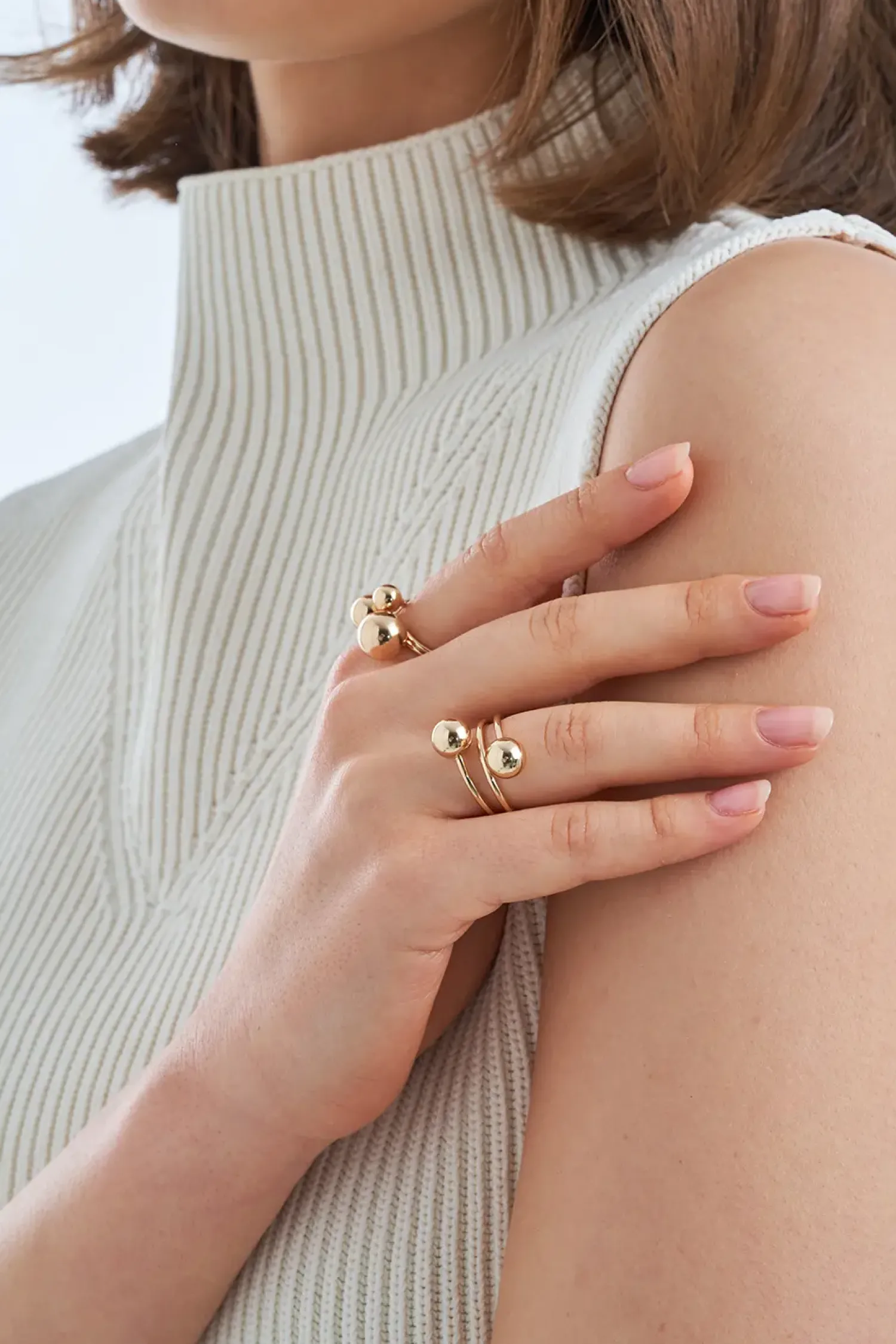 Bijou Brigitte Ensemble de bagues - Golden Beads Hot