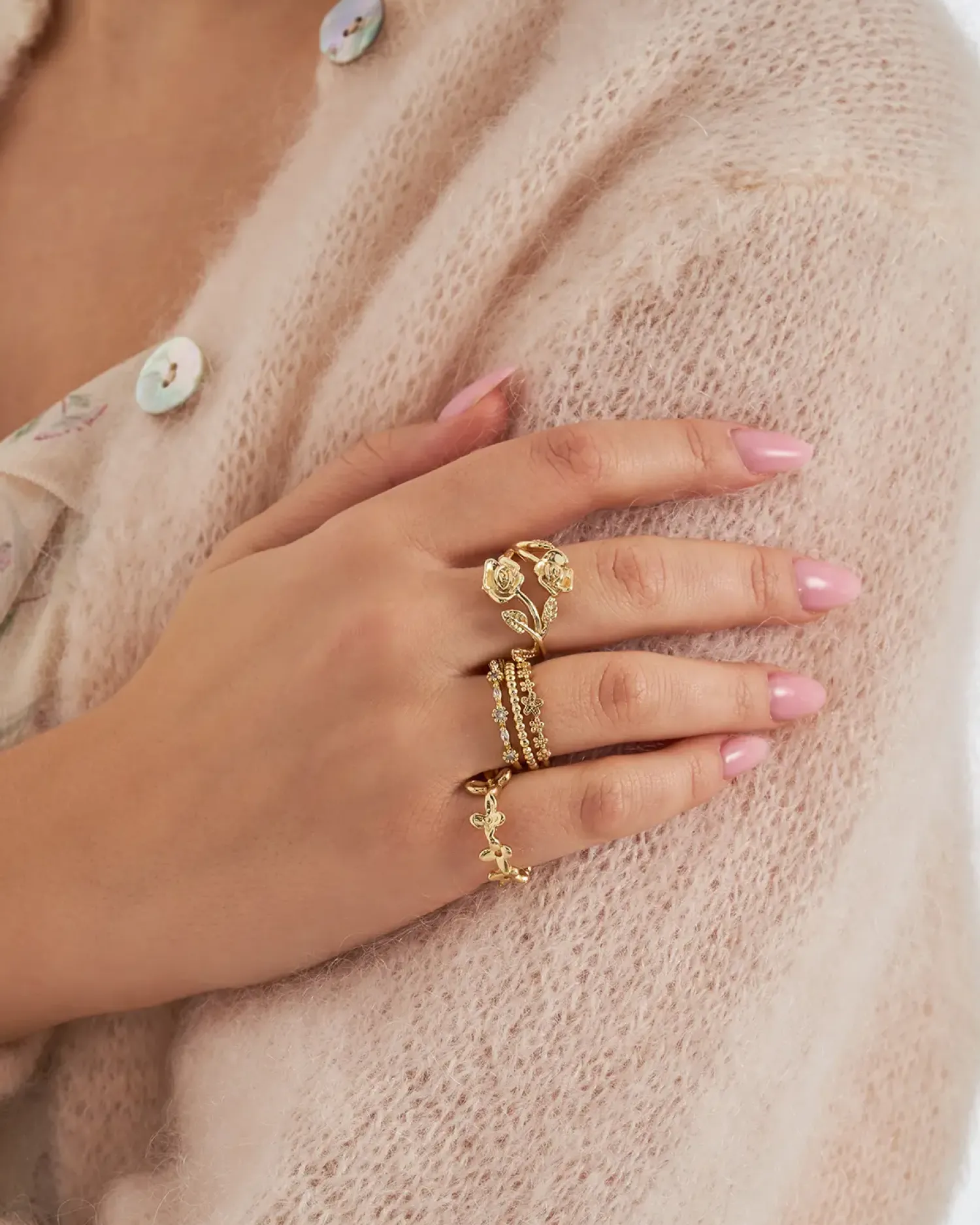 Bijou Brigitte Ensemble de bagues - Golden Rose