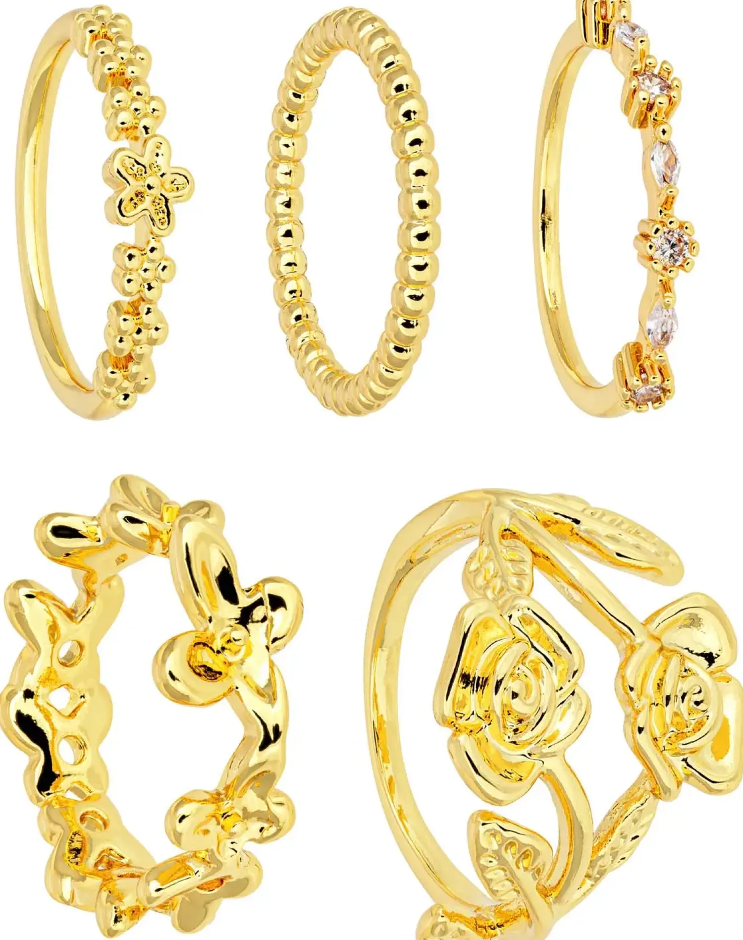 Bijou Brigitte Ensemble de bagues - Golden Rose