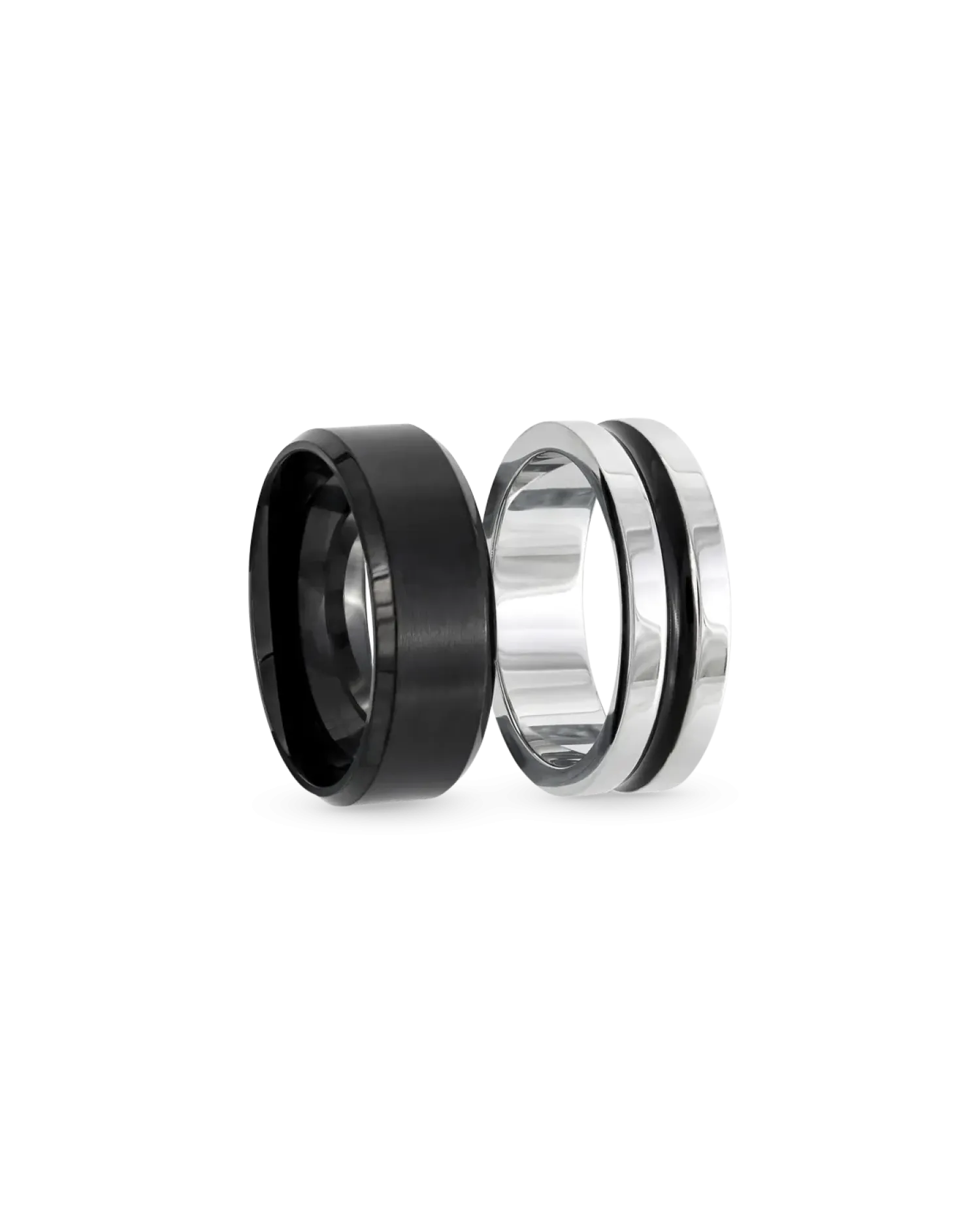 Bijou Brigitte Ensemble de bagues pour homme - Steel Black