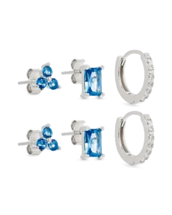 Bijou Brigitte Ensemble de boucles d'oreilles - Blue Crystals Sale