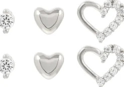 Bijou Brigitte Ensemble de boucles d'oreilles - Heart Trio Hot