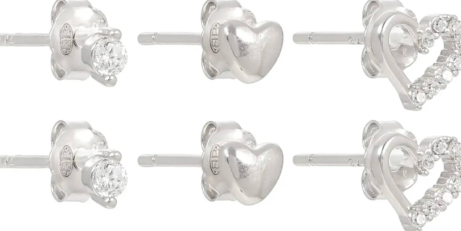 Bijou Brigitte Ensemble de boucles d'oreilles - Heart Trio Hot