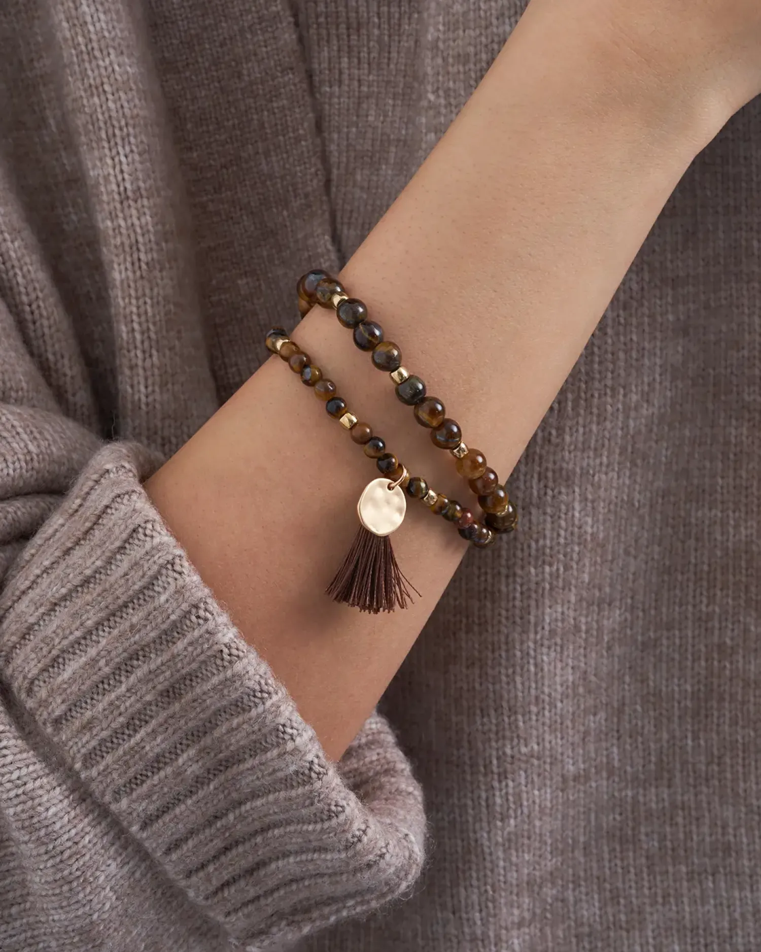 Bijou Brigitte Ensemble de bracelets - Eye of Tiger Discount