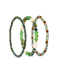 Bijou Brigitte Ensemble de bracelets - Green Pearls Hot
