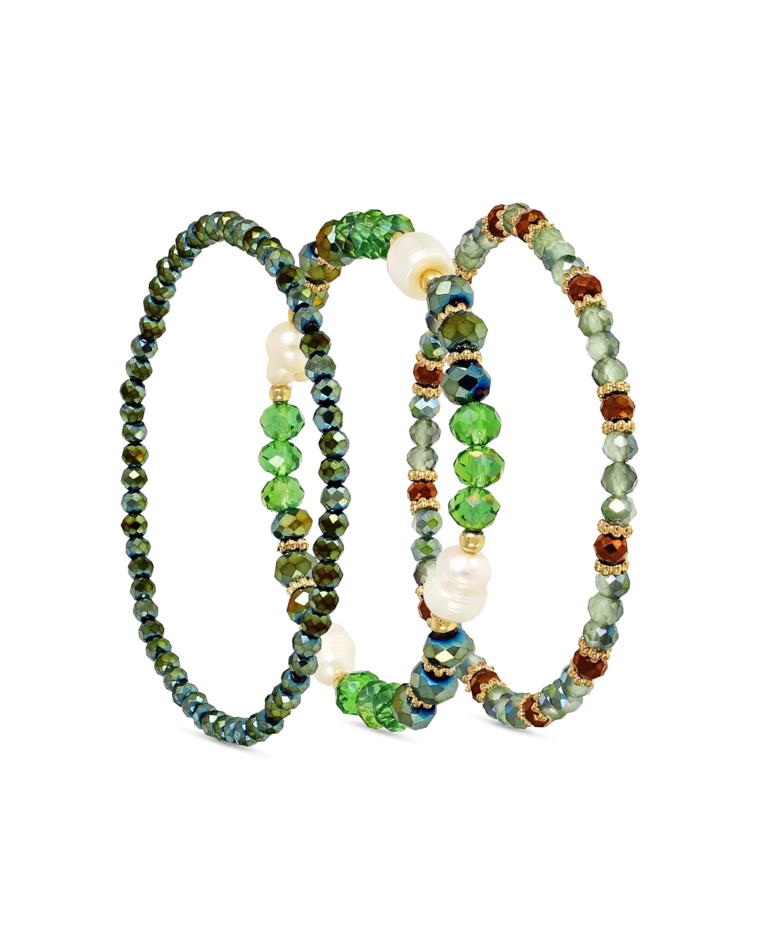Bijou Brigitte Ensemble de bracelets - Green Pearls Hot
