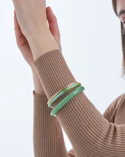 Bijou Brigitte Ensemble de bracelets joncs - Light Green Clearance