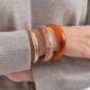 Bijou Brigitte Ensemble de bracelets joncs - Natural Brown Hot