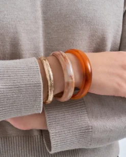 Bijou Brigitte Ensemble de bracelets joncs - Natural Brown Hot