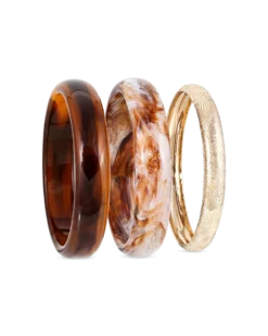 Bijou Brigitte Ensemble de bracelets joncs - Natural Brown Hot