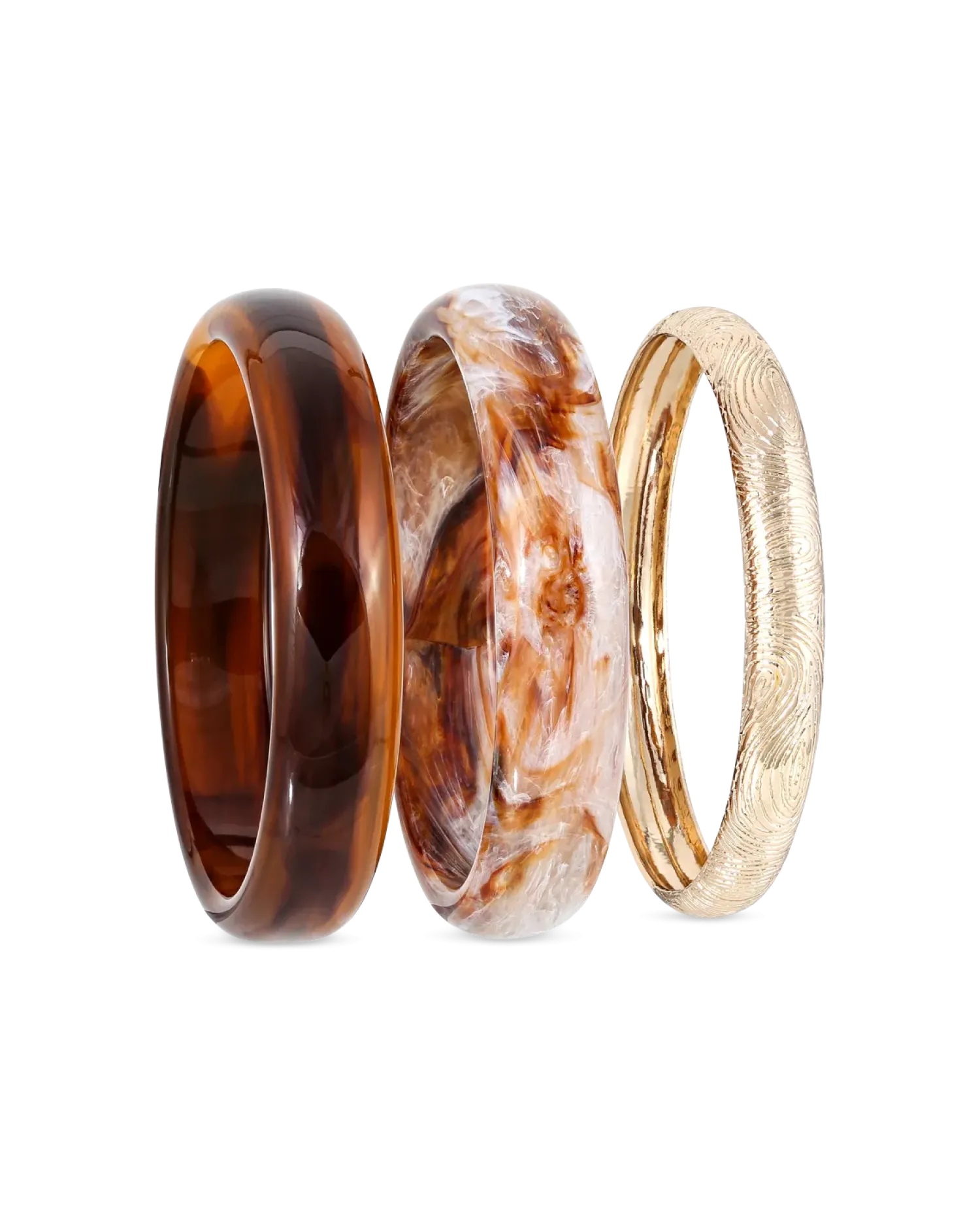 Bijou Brigitte Ensemble de bracelets joncs - Natural Brown Hot