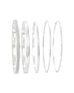 Bijou Brigitte Ensemble de bracelets joncs - Silver Essentials Clearance