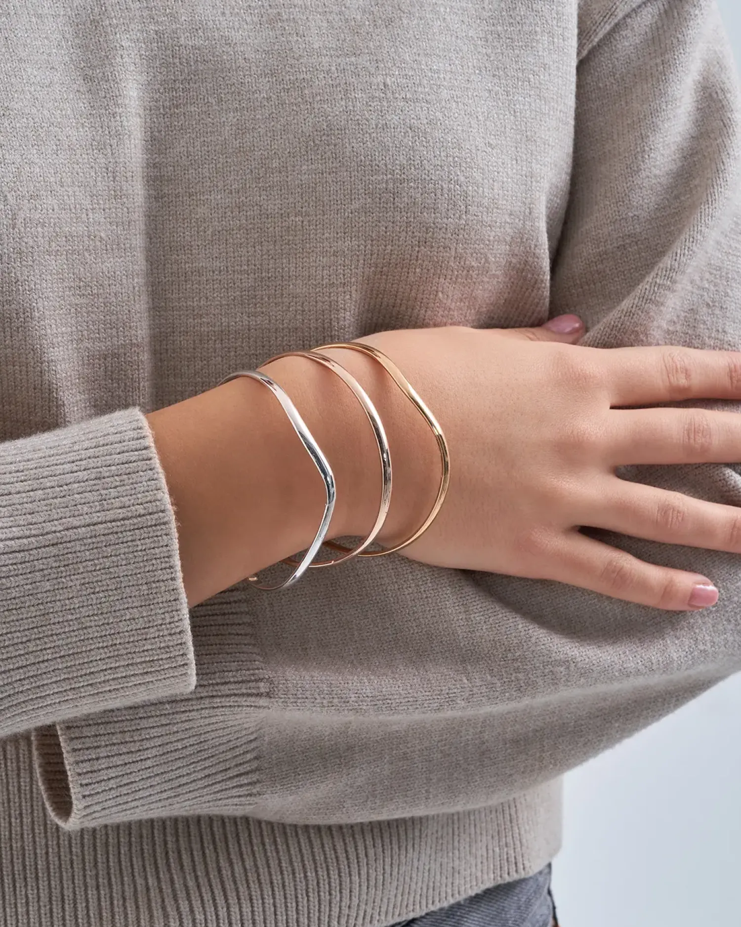 Bijou Brigitte Ensemble de bracelets joncs - Wavy Trio Sale