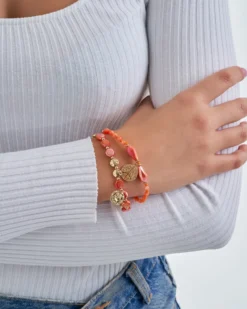 Bijou Brigitte Ensemble de bracelets - Orange Shell Hot