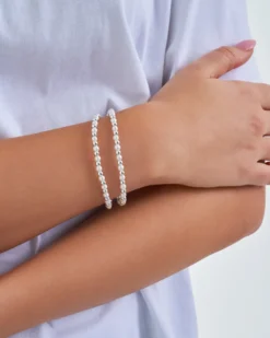 Bijou Brigitte Ensemble de bracelets - Pearly Silver Discount