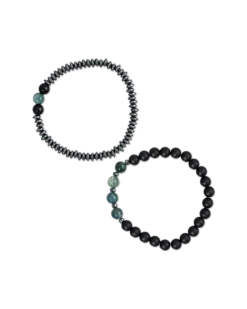 Bijou Brigitte Ensemble de bracelets pour homme - Agate Gems Online