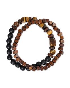 Bijou Brigitte Ensemble de bracelets pour homme - Brown Duo Discount