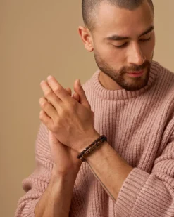 Bijou Brigitte Ensemble de bracelets pour homme - Brown Duo Discount