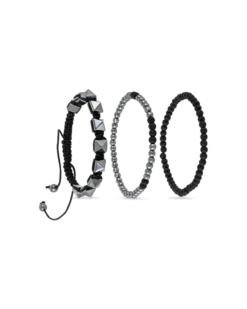 Bijou Brigitte Ensemble de bracelets pour homme - HematiteTrio Discount