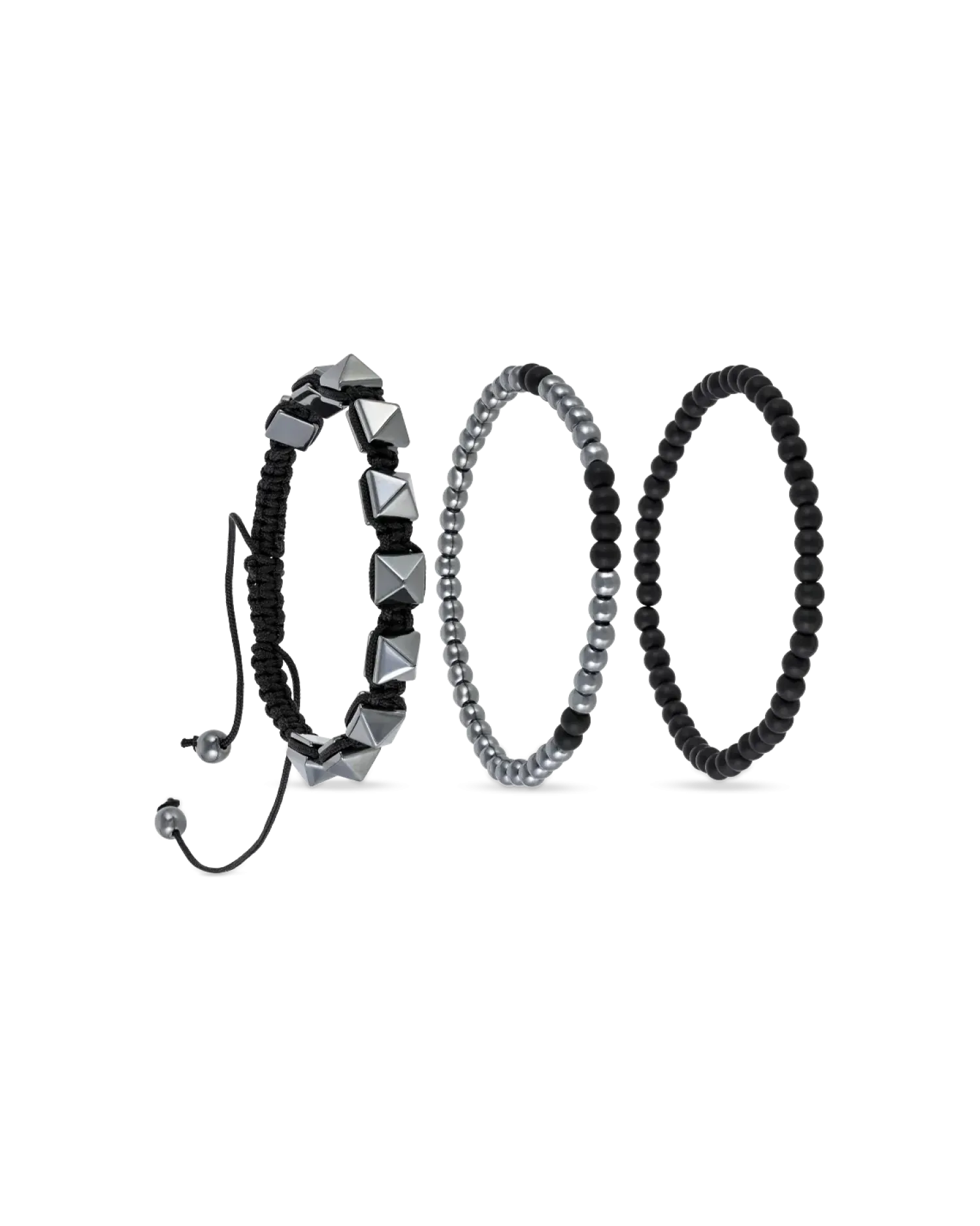 Bijou Brigitte Ensemble de bracelets pour homme - HematiteTrio Discount