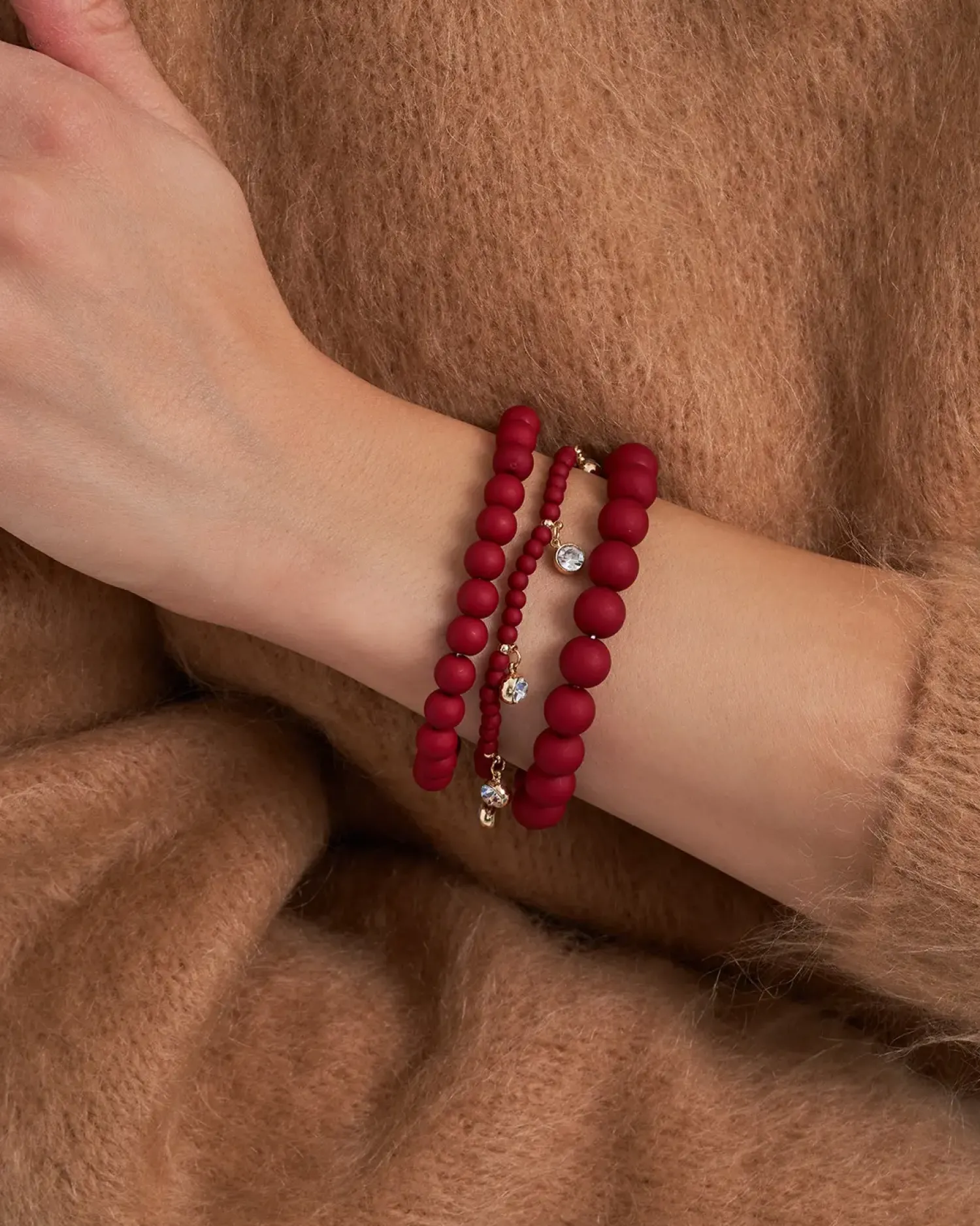 Bijou Brigitte Ensemble de bracelets - Triple Red Discount