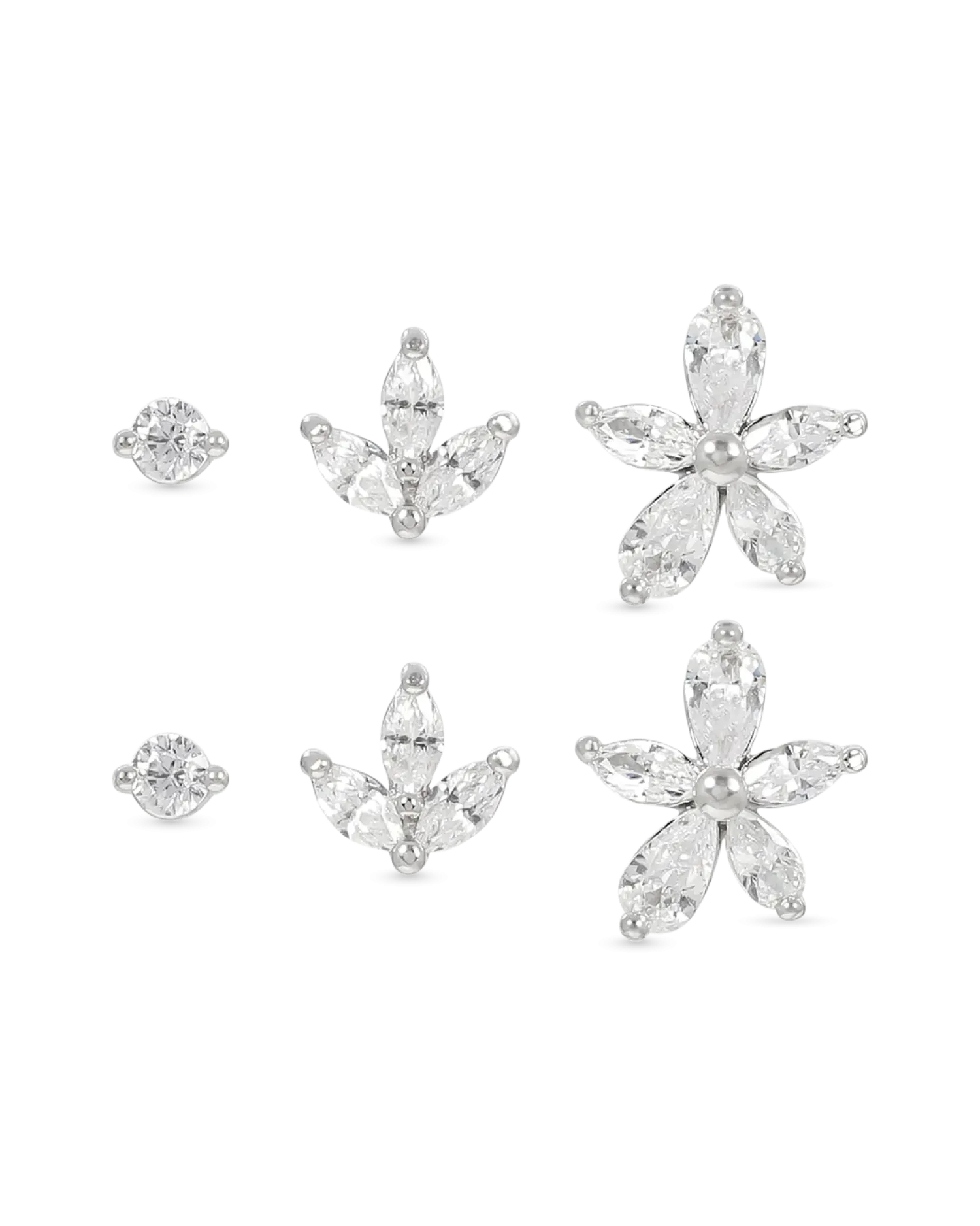 Bijou Brigitte Ensemble de clous d'oreilles - Floral Trio Best