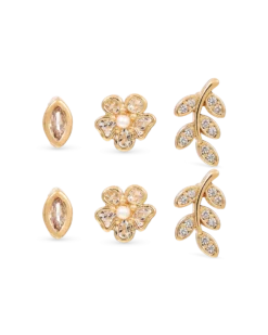 Bijou Brigitte Ensemble de clous d'oreilles - Pretty Leaves Clearance