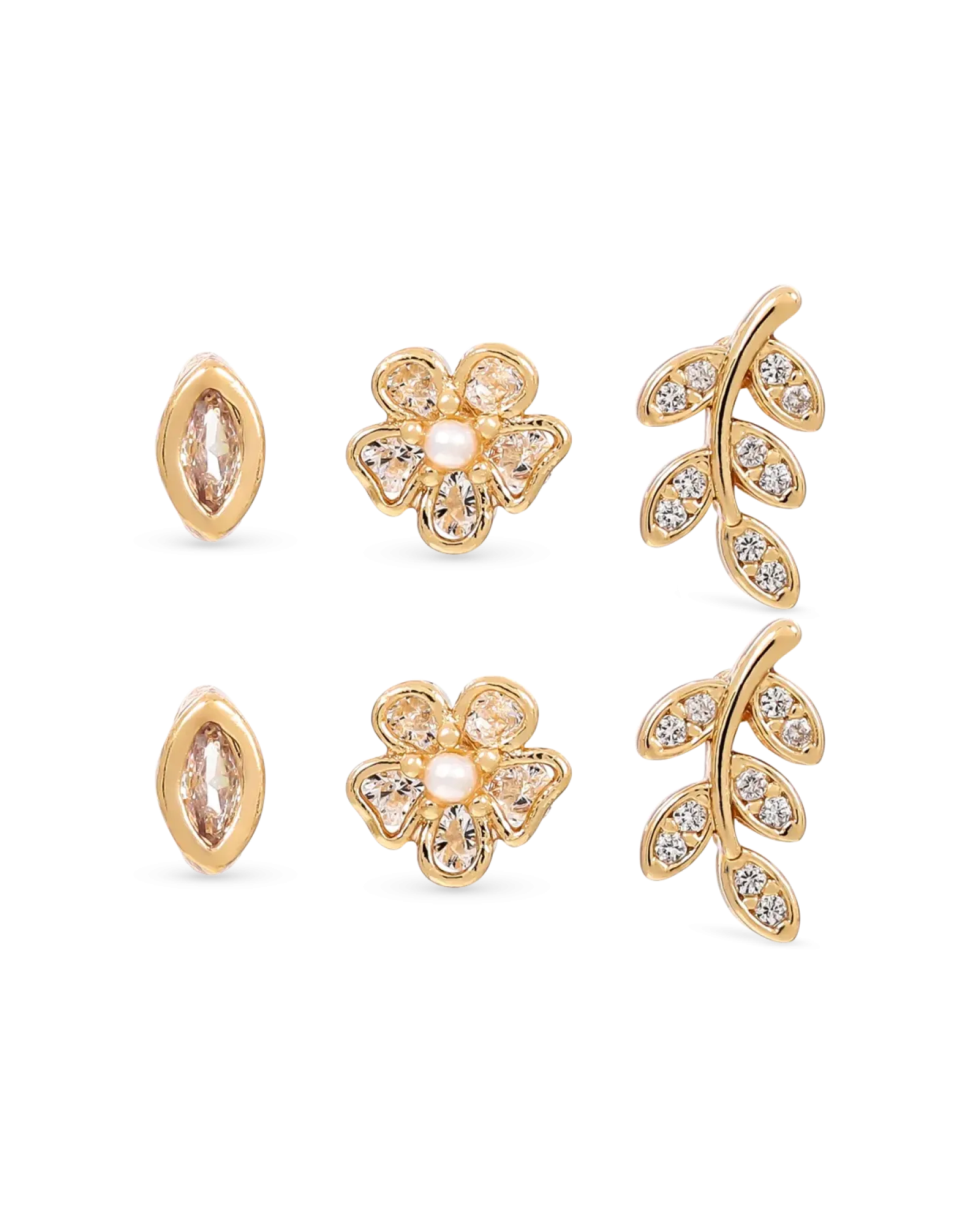 Bijou Brigitte Ensemble de clous d'oreilles - Pretty Leaves Clearance