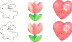 Bijou Brigitte Ensemble de clous d'oreilles pour enfant - Pink Spring Hot