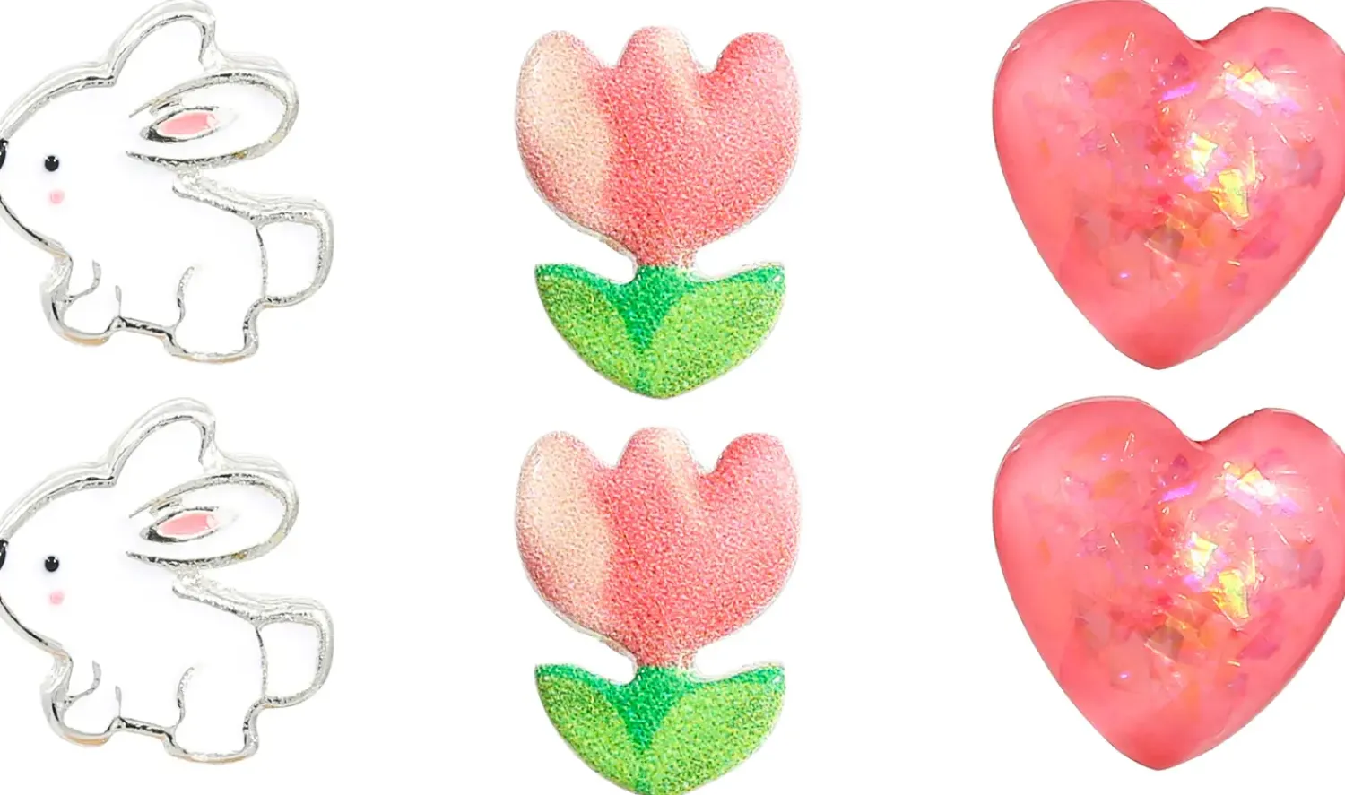 Bijou Brigitte Ensemble de clous d'oreilles pour enfant - Pink Spring Hot
