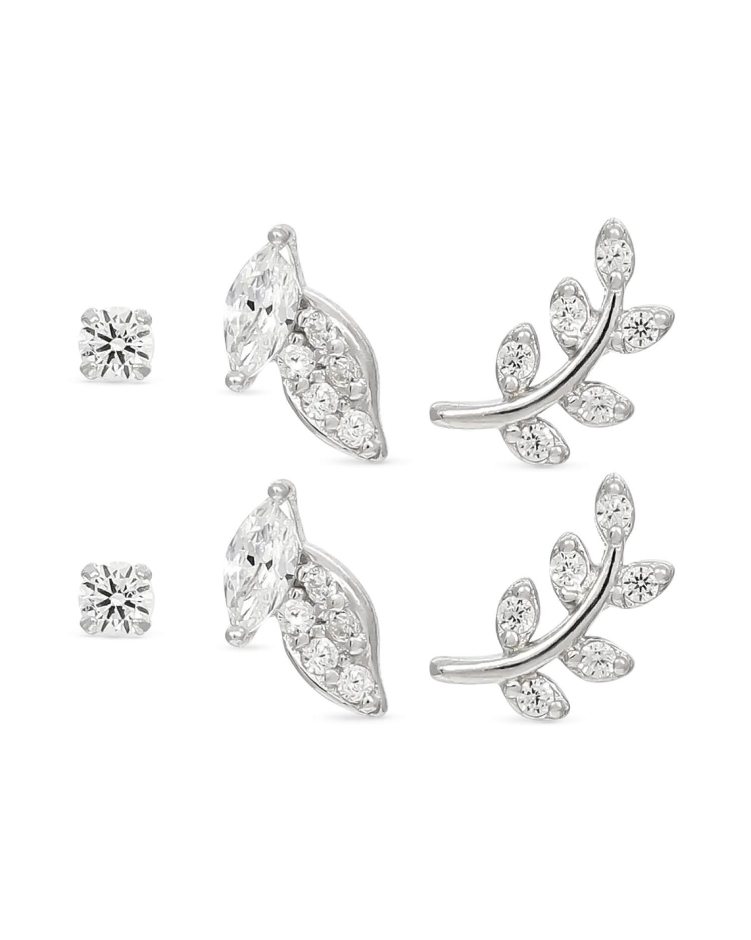 Bijou Brigitte Ensemble de clous d'oreilles - Silver Spark Discount