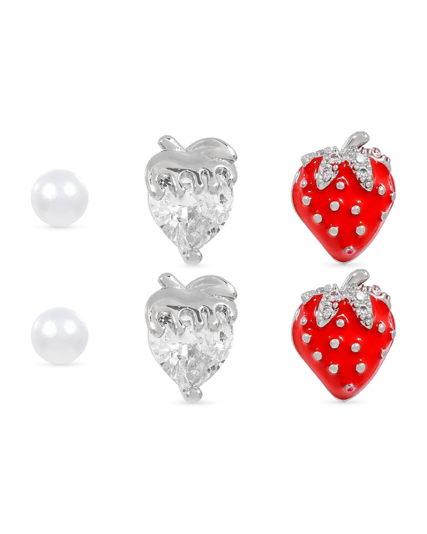 Bijou Brigitte Ensemble de clous d'oreilles - Strawberry Trio