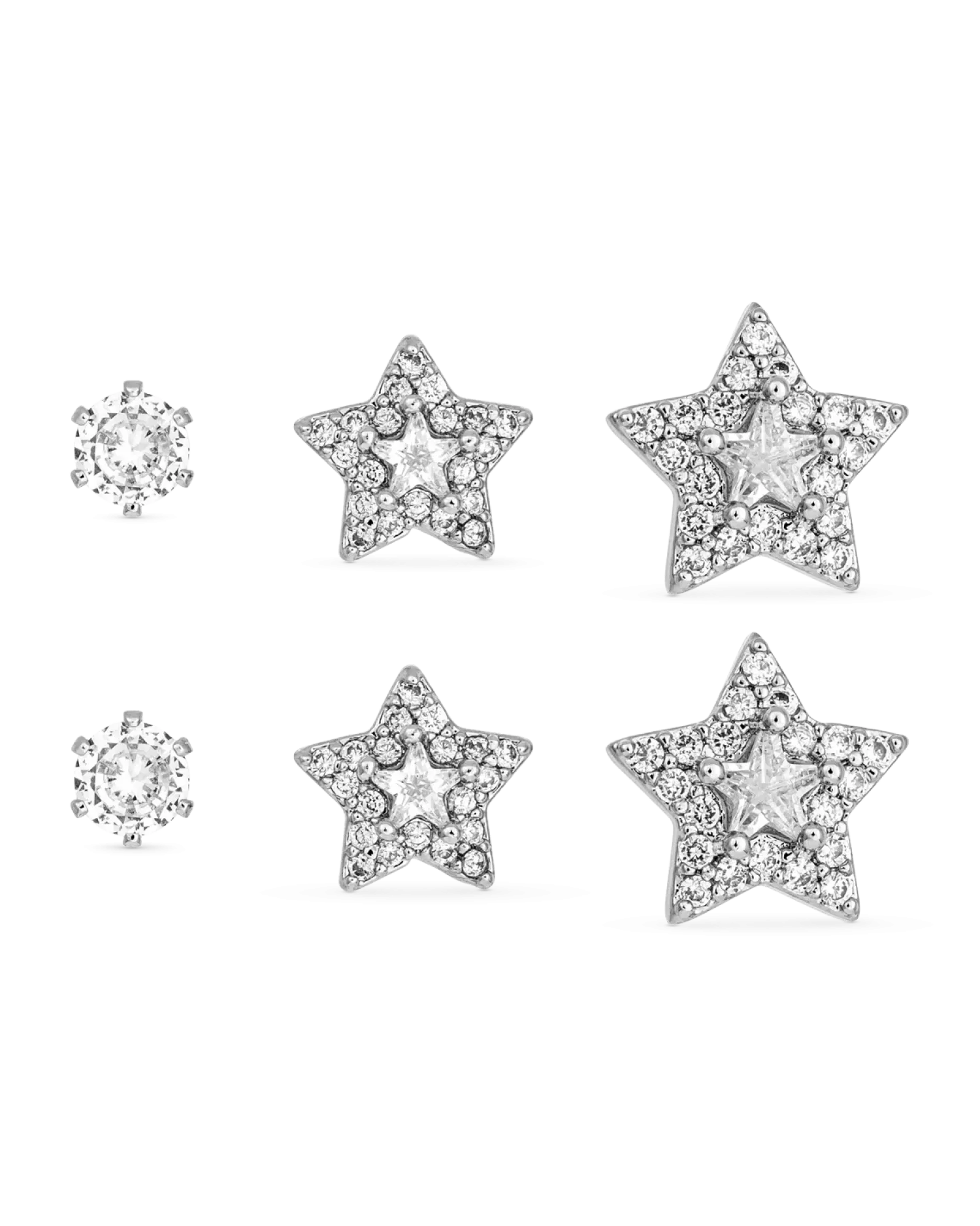 Bijou Brigitte Ensemble de clous d'oreilles - Silver Stars Sale