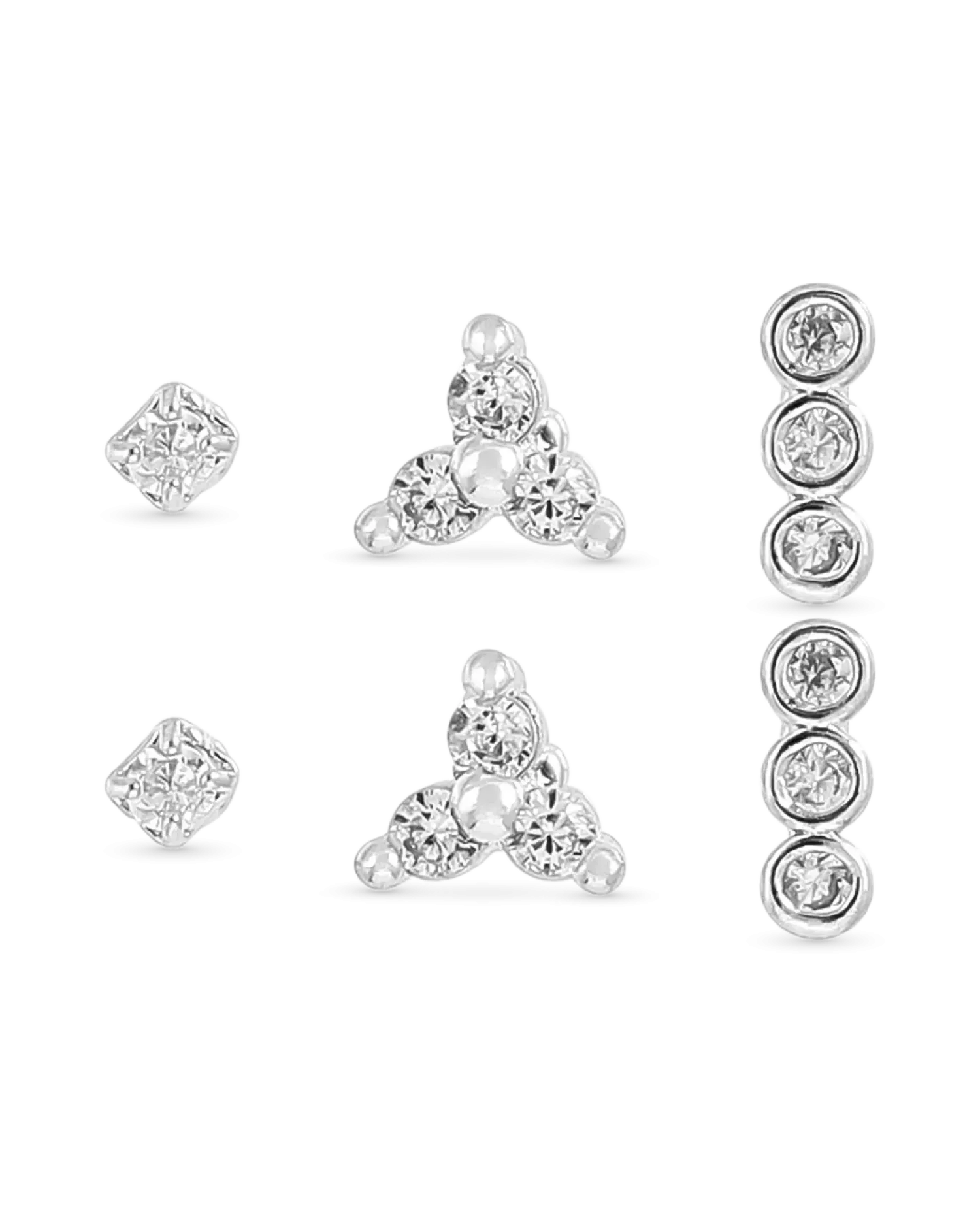 Bijou Brigitte Ensemble de clous d'oreilles - Silver Pieces Best