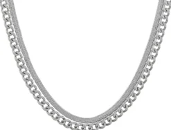 Bijou Brigitte Ensemble de colliers pour homme - Silver Steel Sale