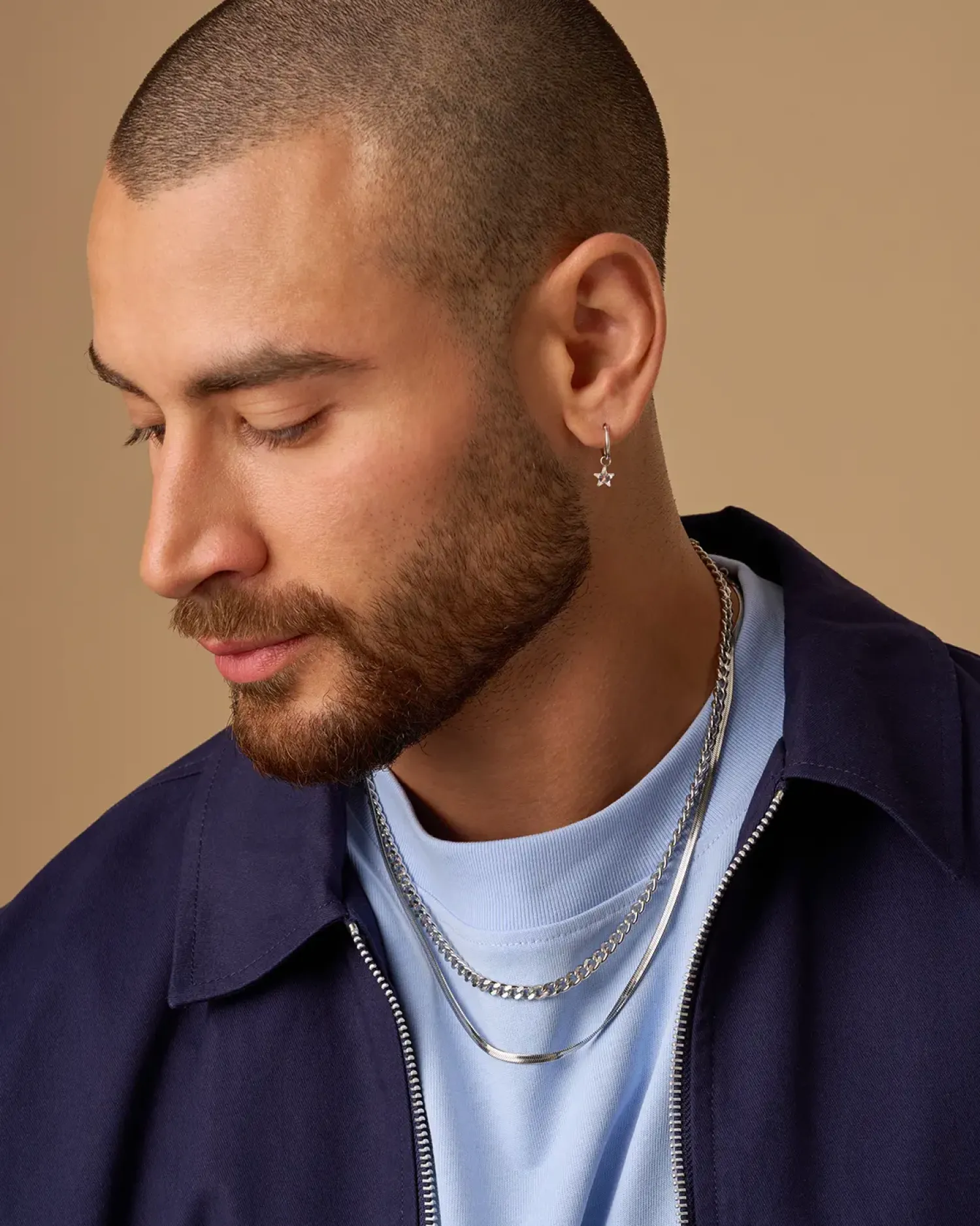 Bijou Brigitte Ensemble de colliers pour homme - Silver Steel Sale