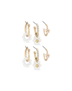 Bijou Brigitte Ensemble de créoles - Pearly Flowers New