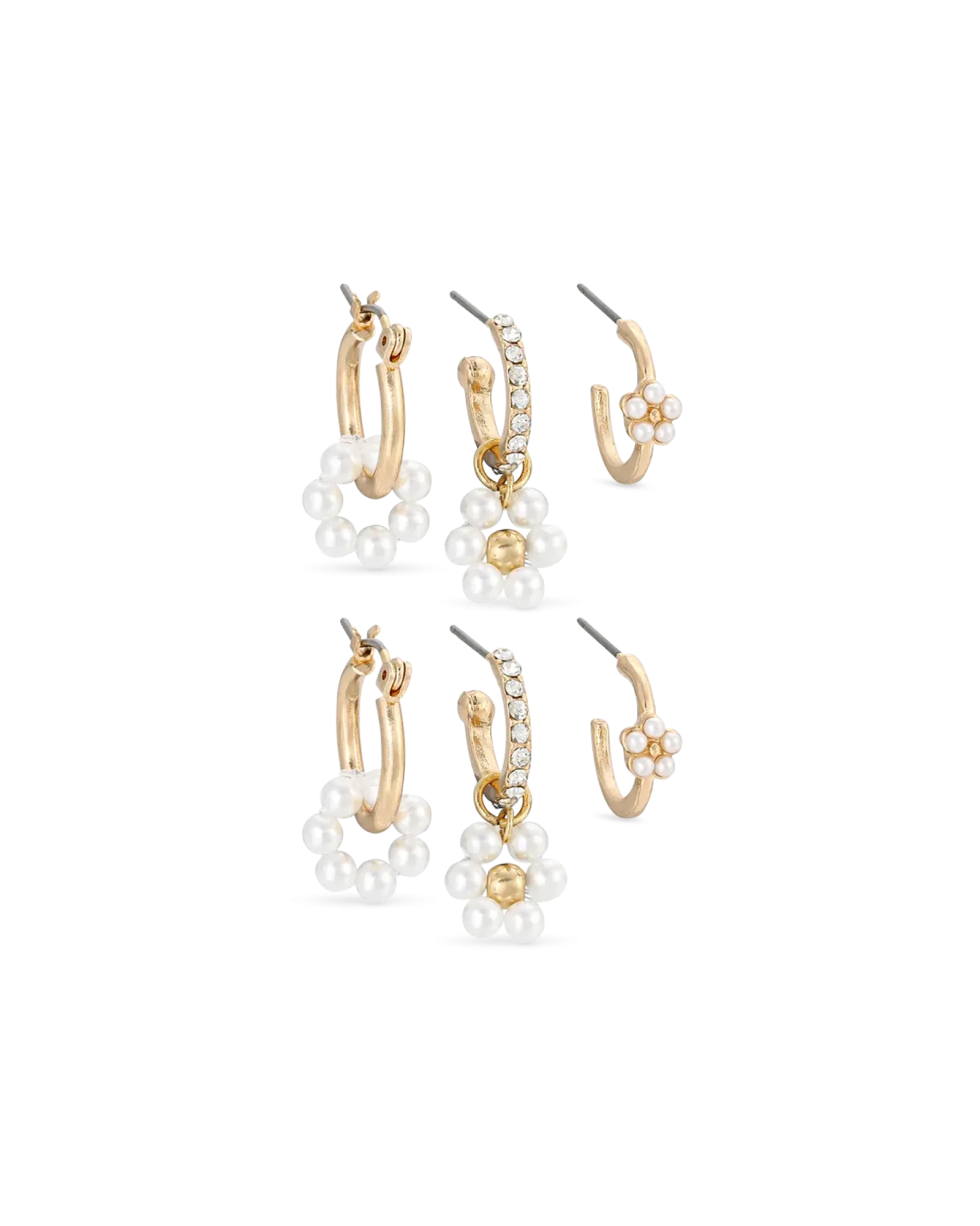 Bijou Brigitte Ensemble de créoles - Pearly Flowers New