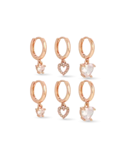 Bijou Brigitte Ensemble de créoles - Rose Hearts Clearance