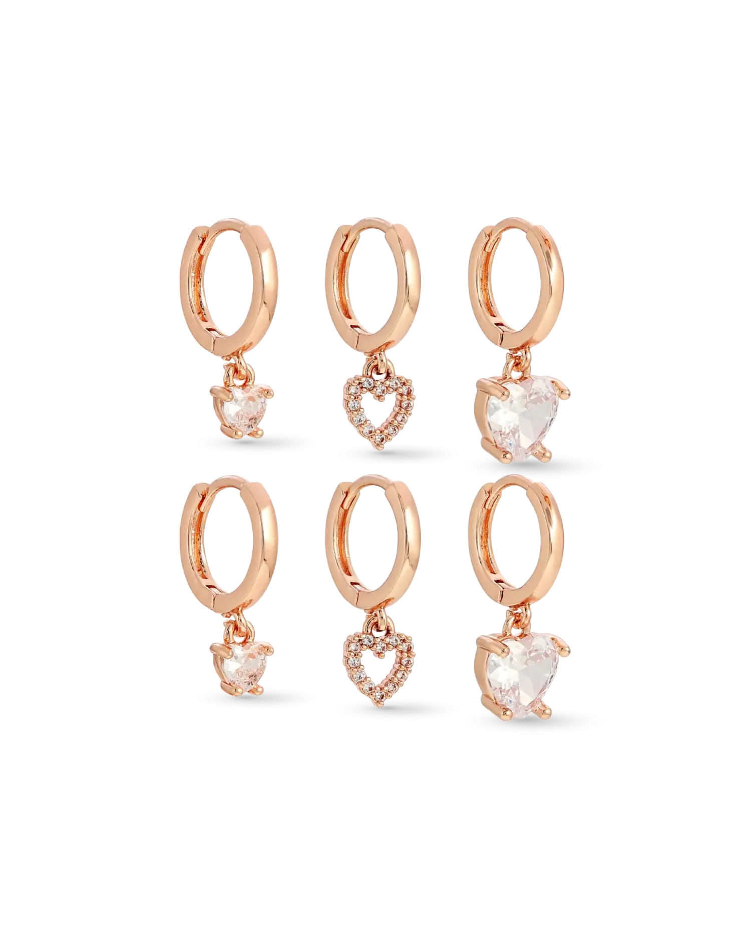 Bijou Brigitte Ensemble de créoles - Rose Hearts Clearance