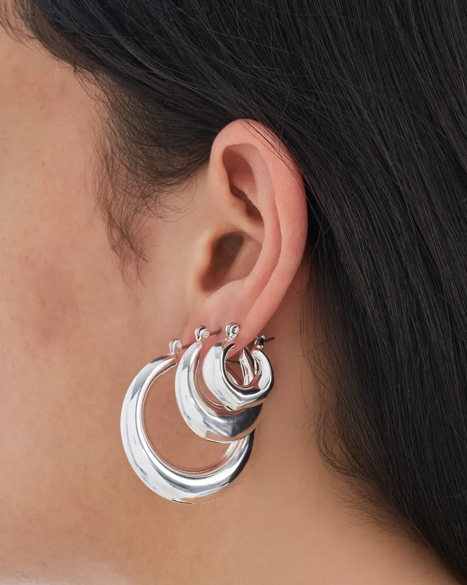 Bijou Brigitte Ensemble de créoles - Silver Trio Outlet