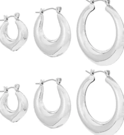Bijou Brigitte Ensemble de créoles - Silver Trio Outlet