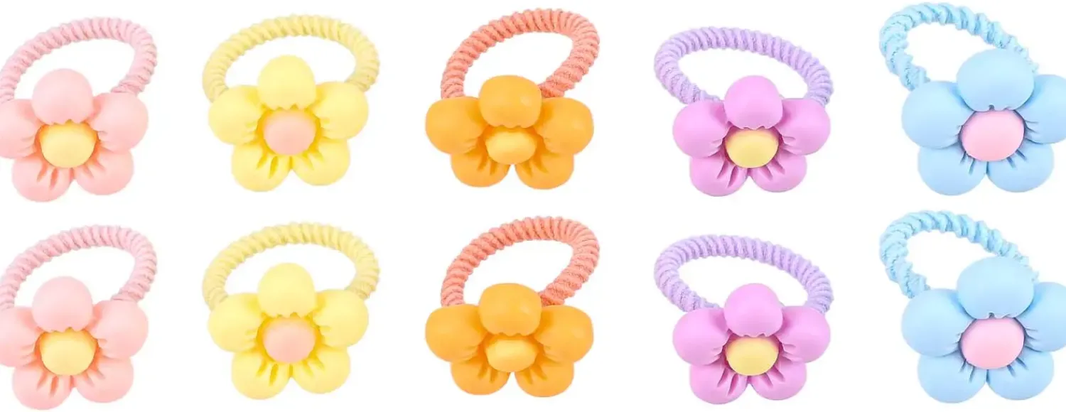 Bijou Brigitte Ensemble d'elastiques á cheveux pour enfant - Happy Flowers New