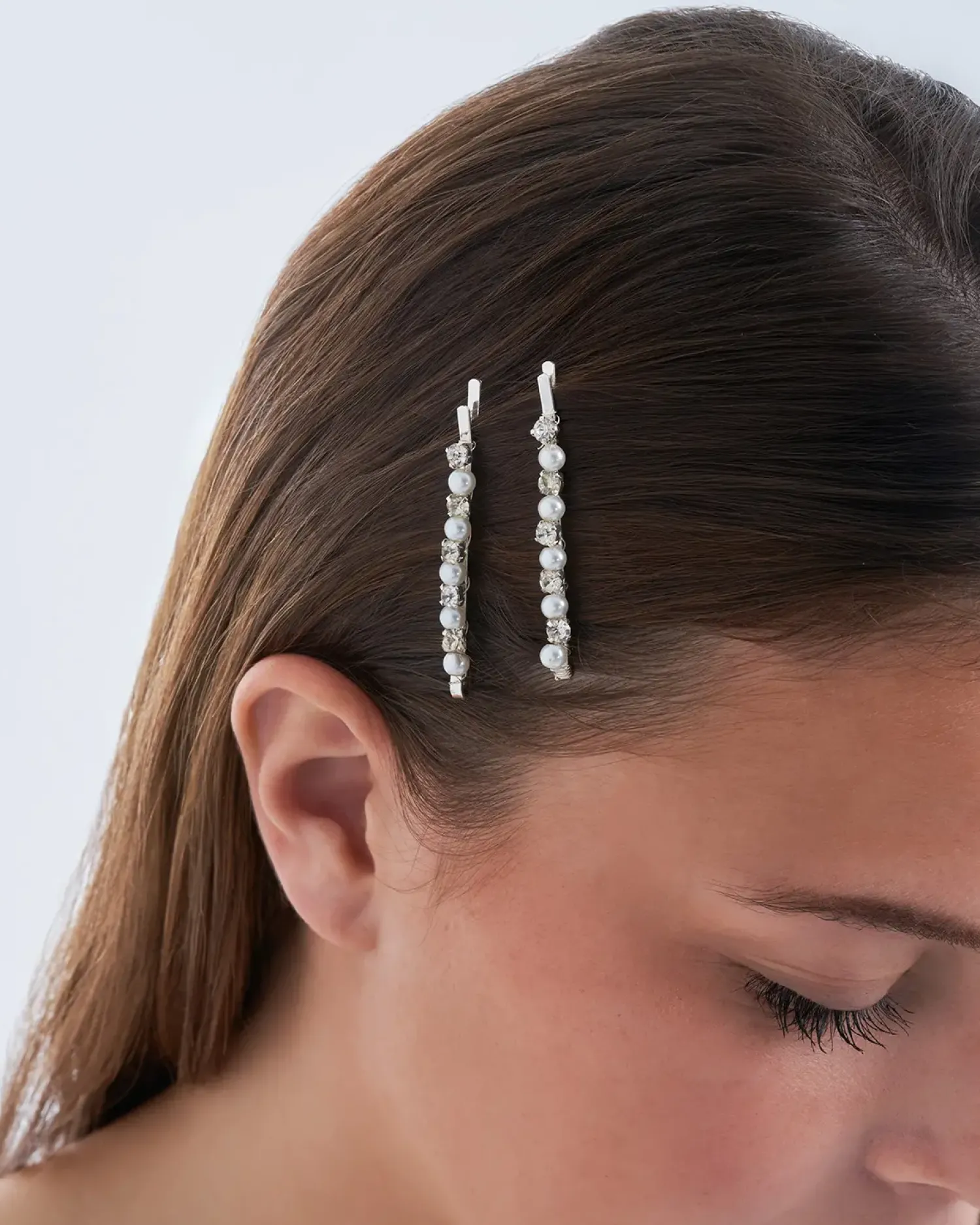 Bijou Brigitte Ensemble d'épingles à cheveux - Silver Rhinestones