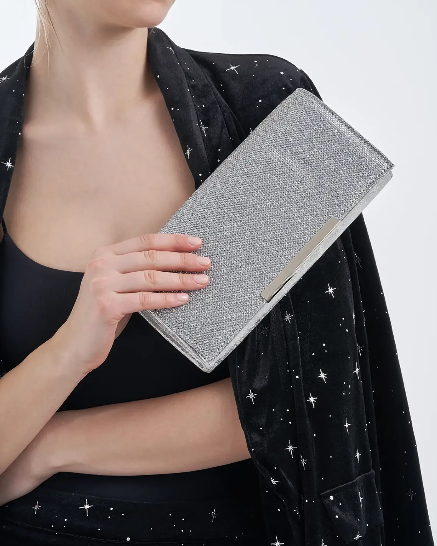 Bijou Brigitte Pochette - Silver Sparkle Discount
