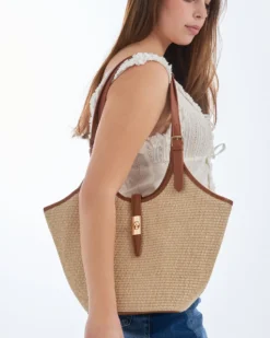 Bijou Brigitte Sac - Beige Straw Discount