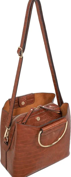 Bijou Brigitte Sac - Brown Croco Hot