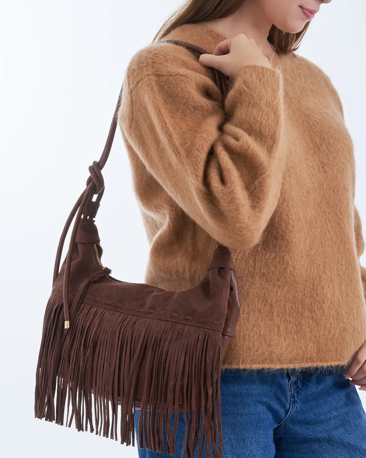 Bijou Brigitte Sac à main - Brown Fringes Discount